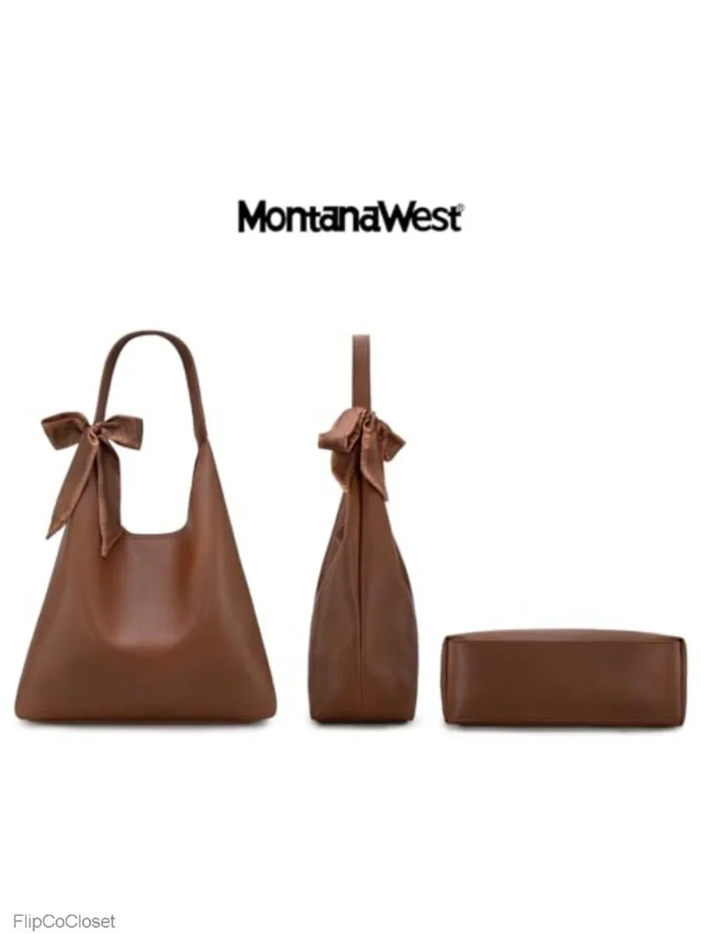 Slouchy Hobo Shoulder Bag Faux Leather with Scarf Medium